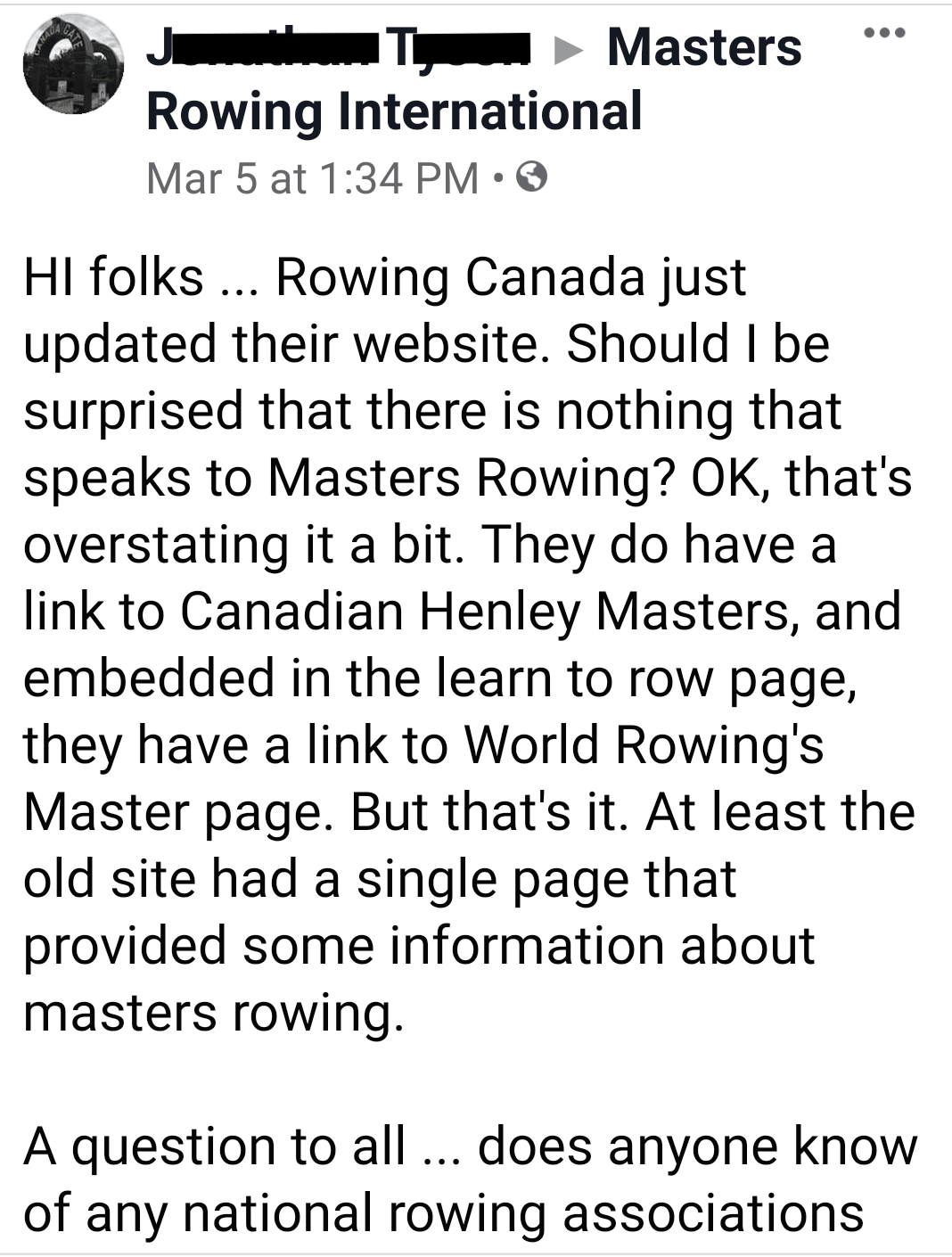 Rowers of a certain age, part 1